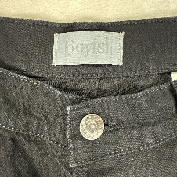 Boyish The Mikey High Rise Wide Leg Jean Black Beauty Womens Size 29 Button Fly - Picture 3 of 12